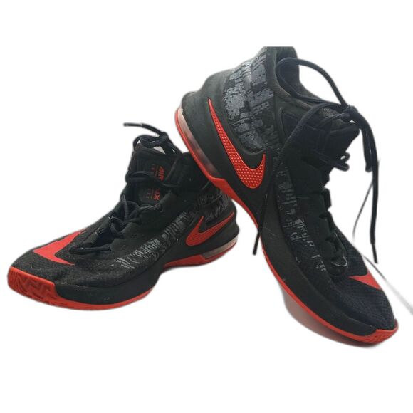 Preowned Nike Air Max Infuriate 2 Mid Basketball Shoes - Black & Red 8.5 - Picture 1 of 9